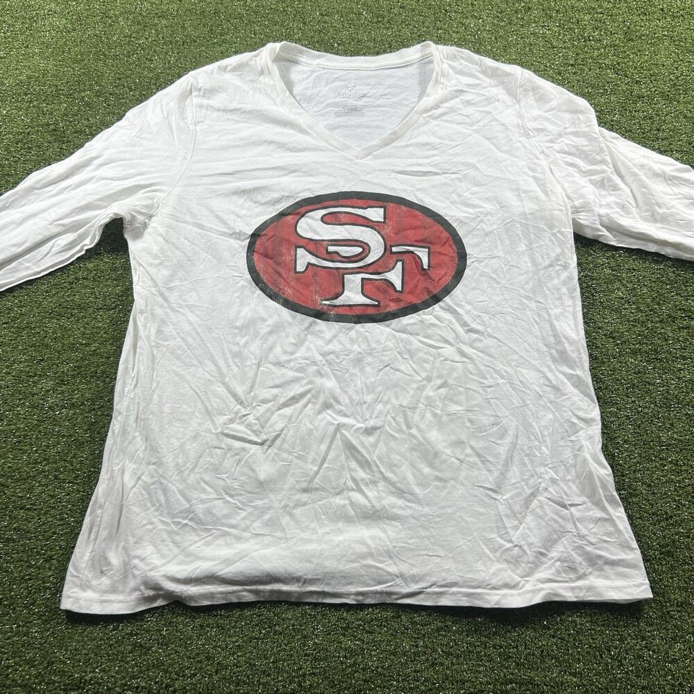 Fanatics San Francisco 49ers Womens XL V-Neck L/S T-Shirt NFL Football NWOT